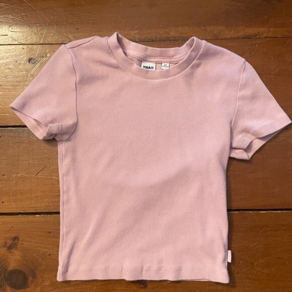 TNA Light Pink Ribbed Cropped Shirt - Picture 2 of 10